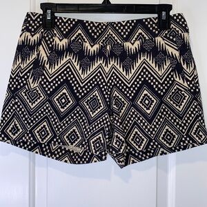 J. Crew | Black/Cream Aztec Boho Patterned Chino Shorts size 0